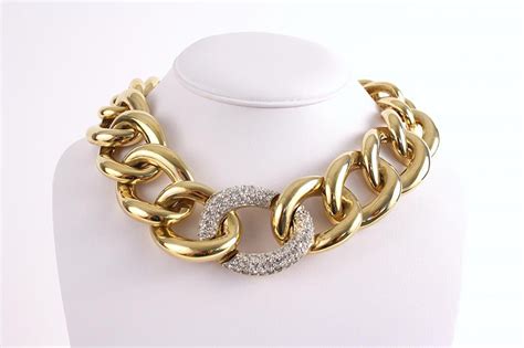 givenchy bold gold chains|givenchy rhinestone necklace.